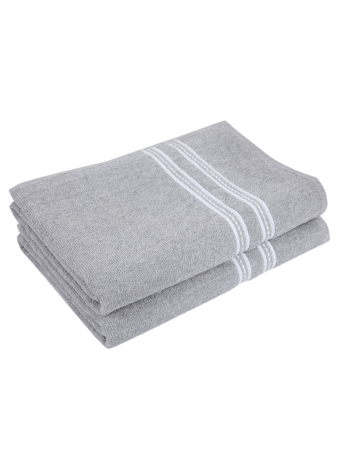 Set of 2 Silver Solid Cotton Towels