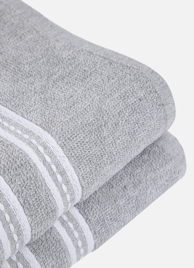 Set of 2 Silver Solid Cotton Towels