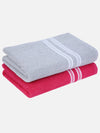 Set of 2 Pink & Silver Solid Cotton Towels