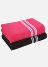 Set of 2 Pink & Coffee Brown Solid Cotton Towels