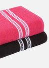 Set of 2 Pink & Coffee Brown Solid Cotton Towels