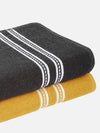 Set of 2 Yellow & Grey Solid Cotton Towels