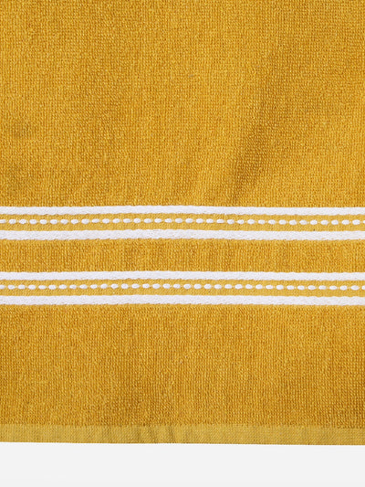 Set of 2 Yellow & Grey Solid Cotton Towels
