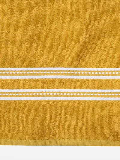 Set of 2 Yellow & Silver Solid Cotton Towels