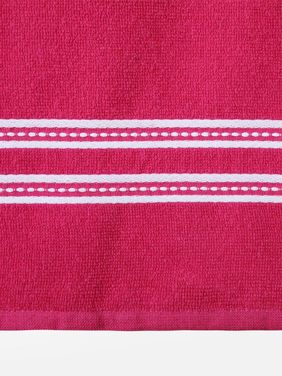 Set of 4 Pink & Yellow Solid Cotton Towels