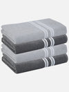 Set of 4 Silver & Grey Solid Cotton Towels