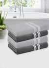 Set of 4 Silver & Grey Solid Cotton Towels