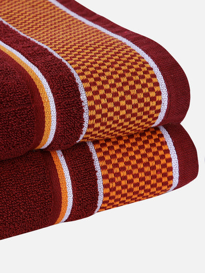 Maroon Solid Patterned Cotton Towel