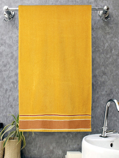 Set of 2 Yellow Solid Cotton Towels