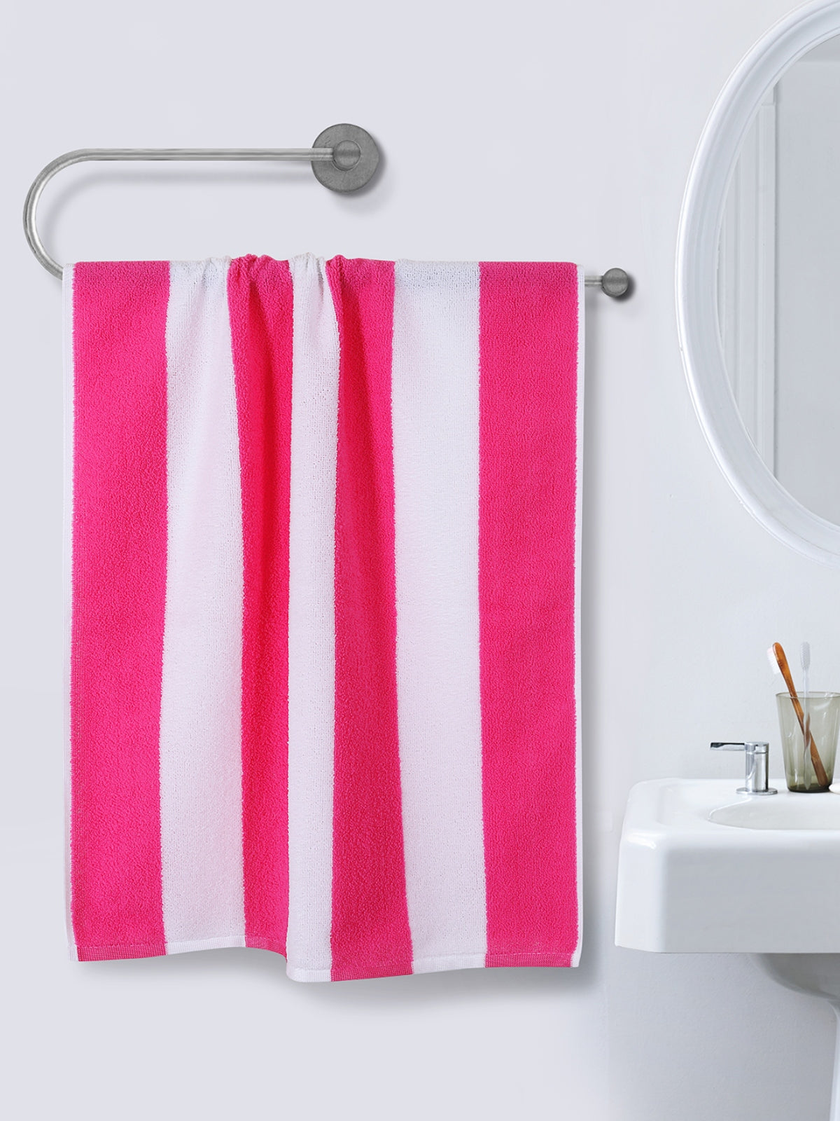 Pink Stripes Patterned Microfiber Towel