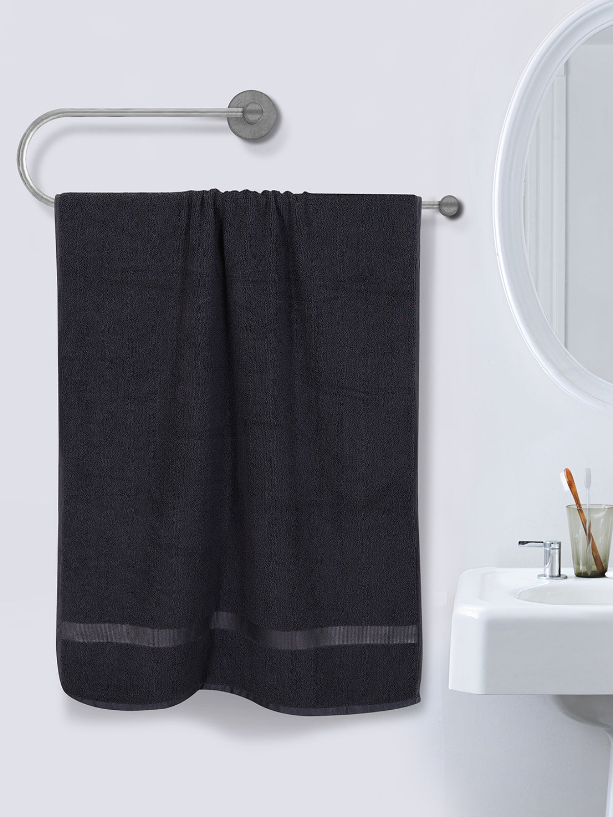 Grey Solid Patterned Microfiber Towel