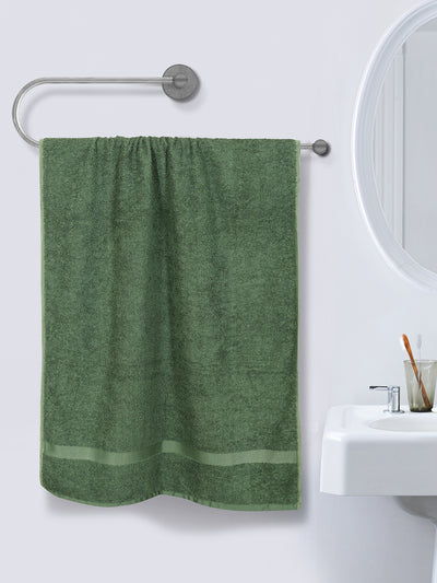 Green Solid Patterned Microfiber Towel