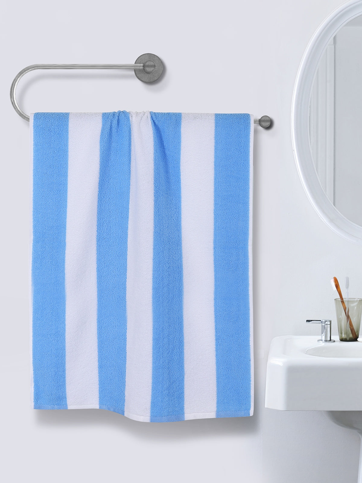 Set of 2 Blue Stripes Microfiber Towels