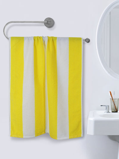Set of 2 Yellow & White Stripes Microfiber Towels