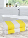 Set of 2 Yellow & White Stripes Microfiber Towels