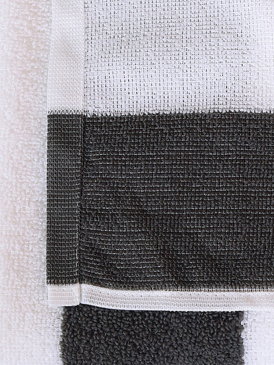 Set of 2 Grey & White Stripes Microfiber Towels