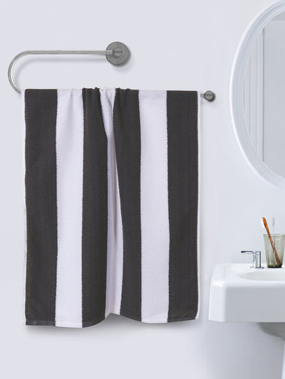 Set of 2 Grey & White Stripes Microfiber Towels