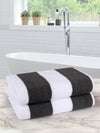 Set of 2 Grey & White Stripes Microfiber Towels