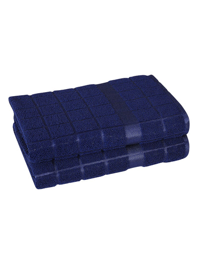 Set of 2 Navy Blue Checks Microfiber Towels