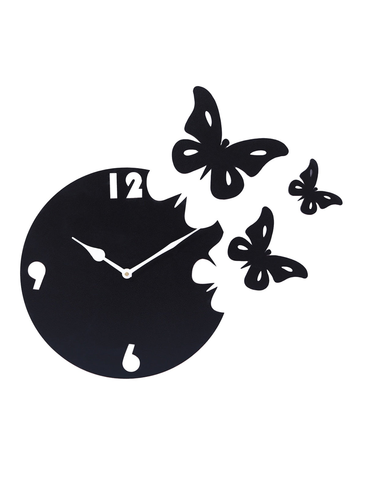 Butterfly Designer Wooden Wall Clock for Home, Black
