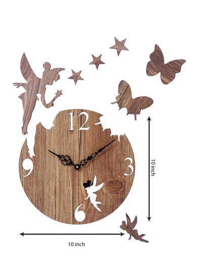 Butterfly Designer Wooden Wall Clock for Home, Beige