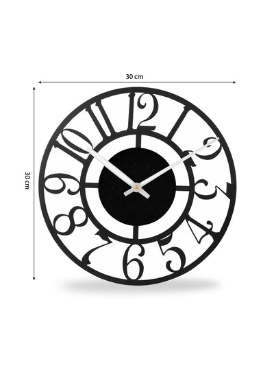 Bignum Designer Wooden Wall Clock for Home, Black & Red