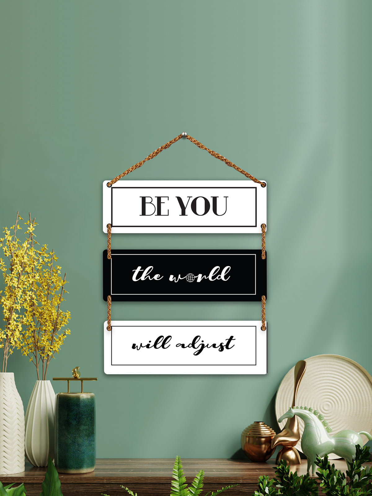 Be You The World Will Adjust 3 Blocks Wooden Wall Hanging