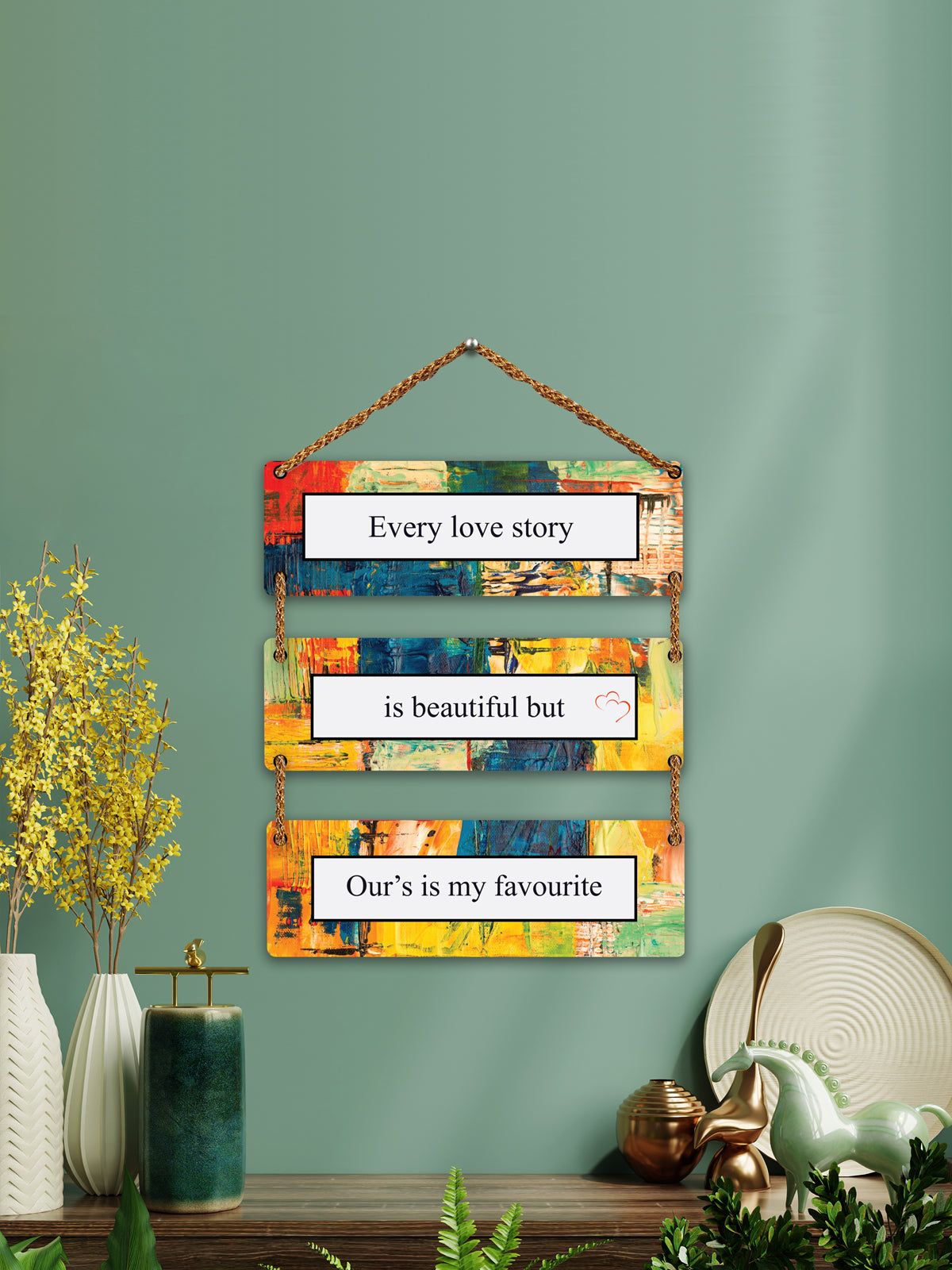 Every Love Story is Beautiful But Our's My Favourite 3 Blocks Wooden Wall Hanging