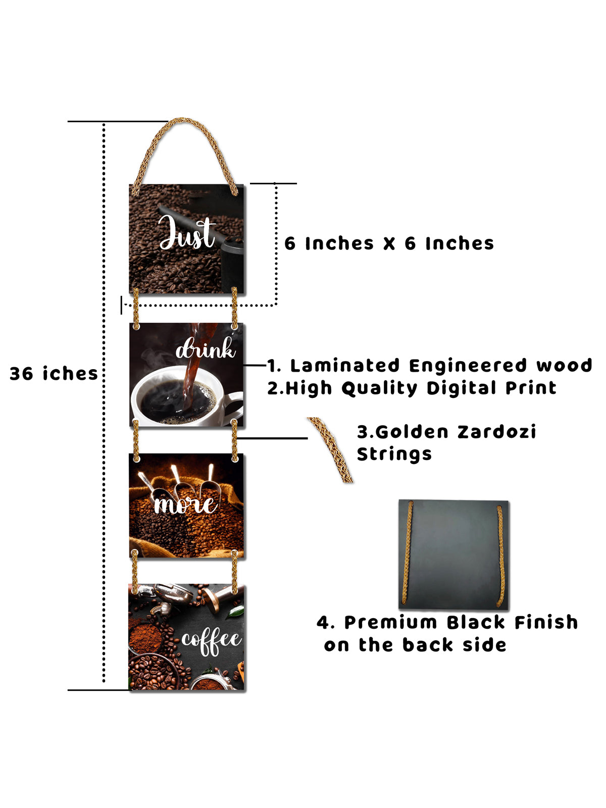 Just Drink More Coffee 4 Blocks Wooden Wall Hanging