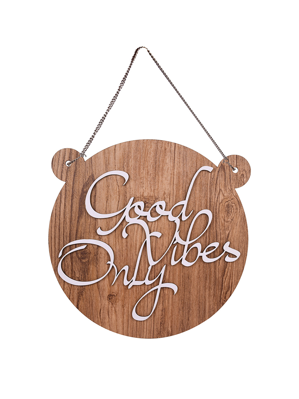 Good Vibes Only Round with Ear Wooden Wall Hanging