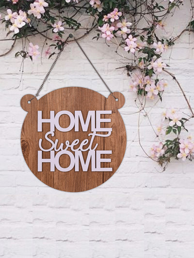 Home Sweet Home Round with Ear Wooden Wall Hanging