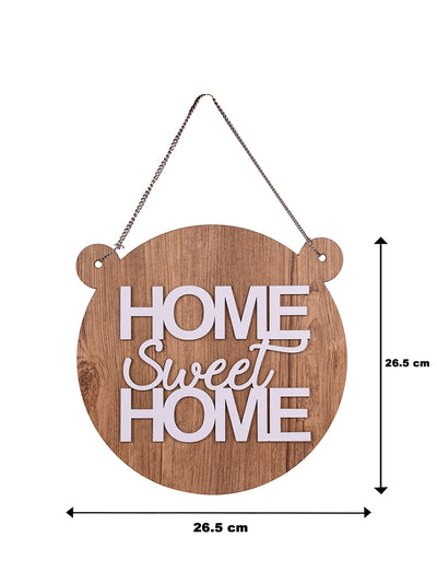 Home Sweet Home Round with Ear Wooden Wall Hanging