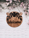 Welcome Round with Ear Wooden Wall Hanging