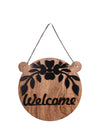 Welcome Round with Ear Wooden Wall Hanging