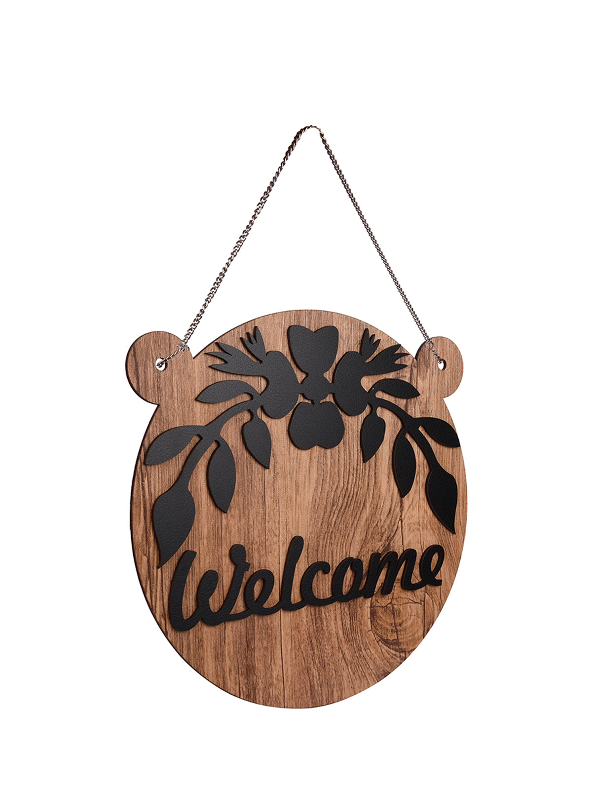 Welcome Round with Ear Wooden Wall Hanging
