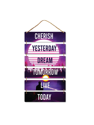 Cherish Yesterday, Dream Tomorrow, Live Today 6 Blocks Wooden Wall Hanging