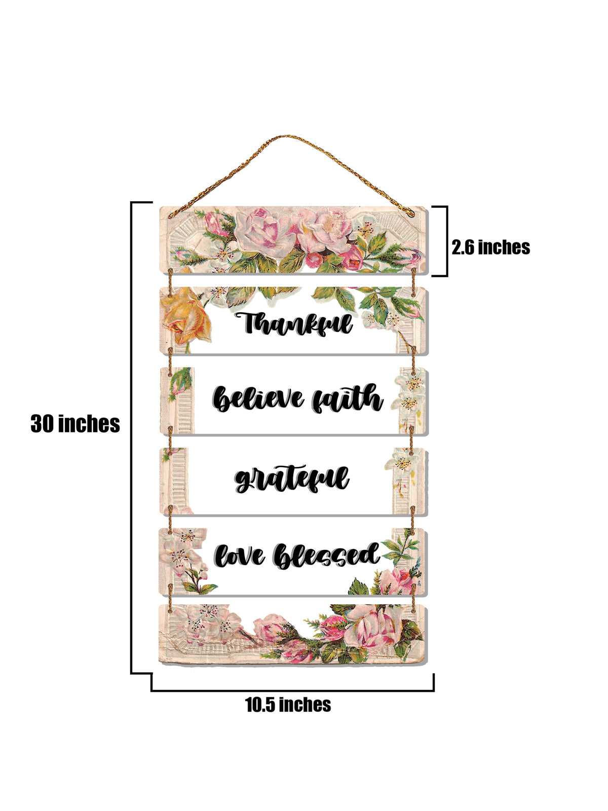 Thankful Believe Faith Grateful Love Blessed 6 Blocks Wooden Wall Hanging