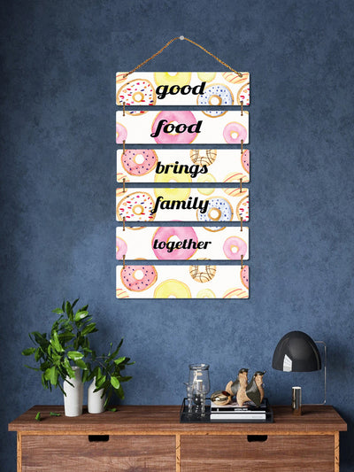Good Food Brings Family Together 6 Blocks Wooden Wall Hanging