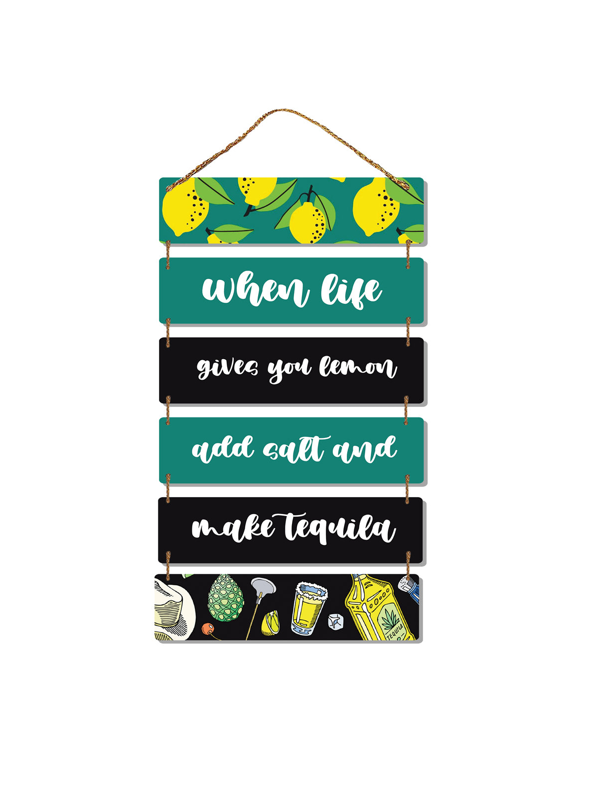 When Life Gives You Lemon Add Salt and Make Tequilla 6 Blocks Wooden Wall Hanging