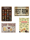 Bar Themed 4 Poster Wooden Wall Hanging