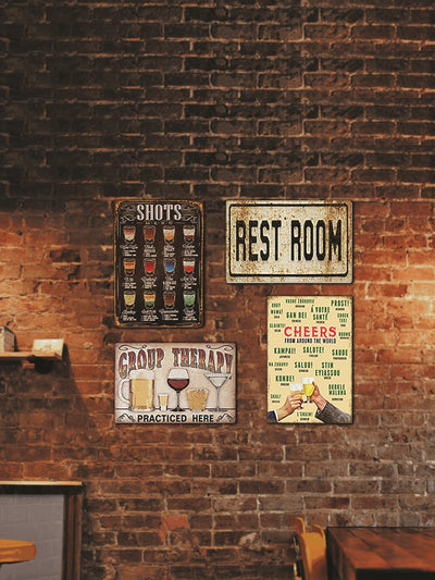 Bar Themed 4 Poster Wooden Wall Hanging