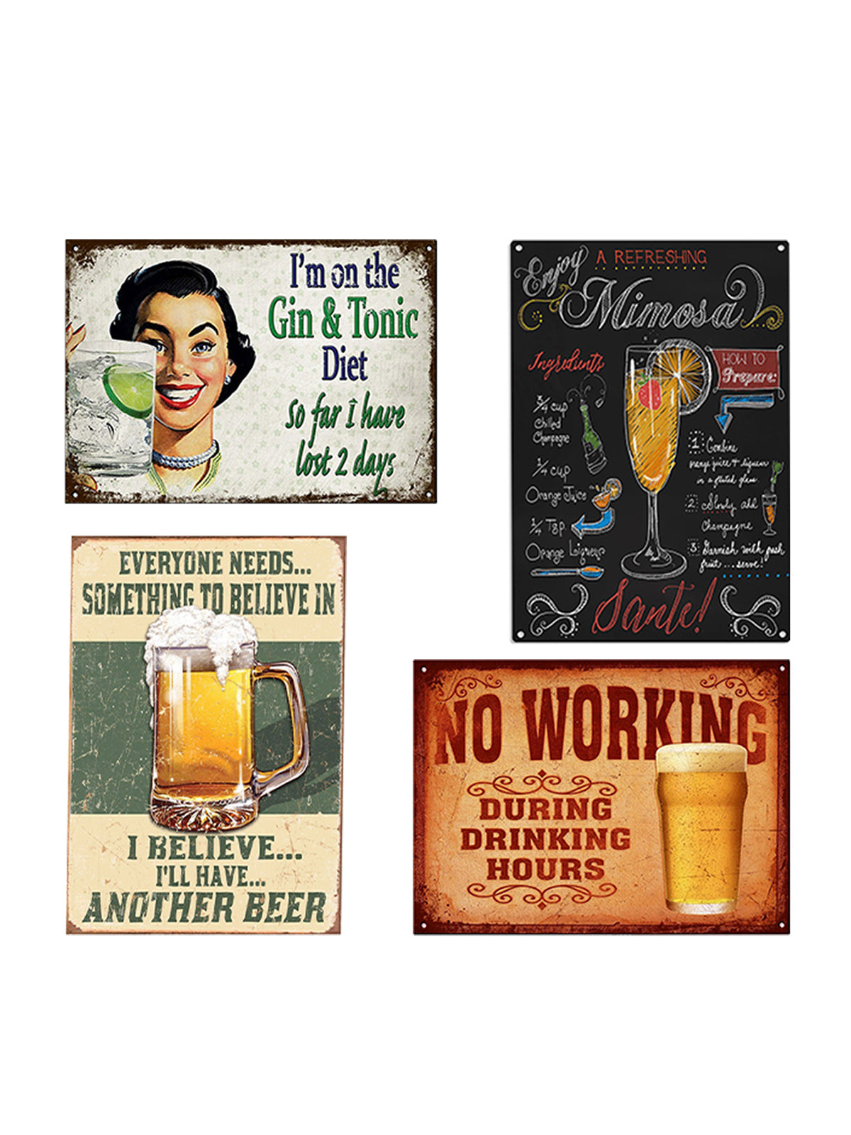 Bar Themed 4 Poster Wooden Wall Hanging