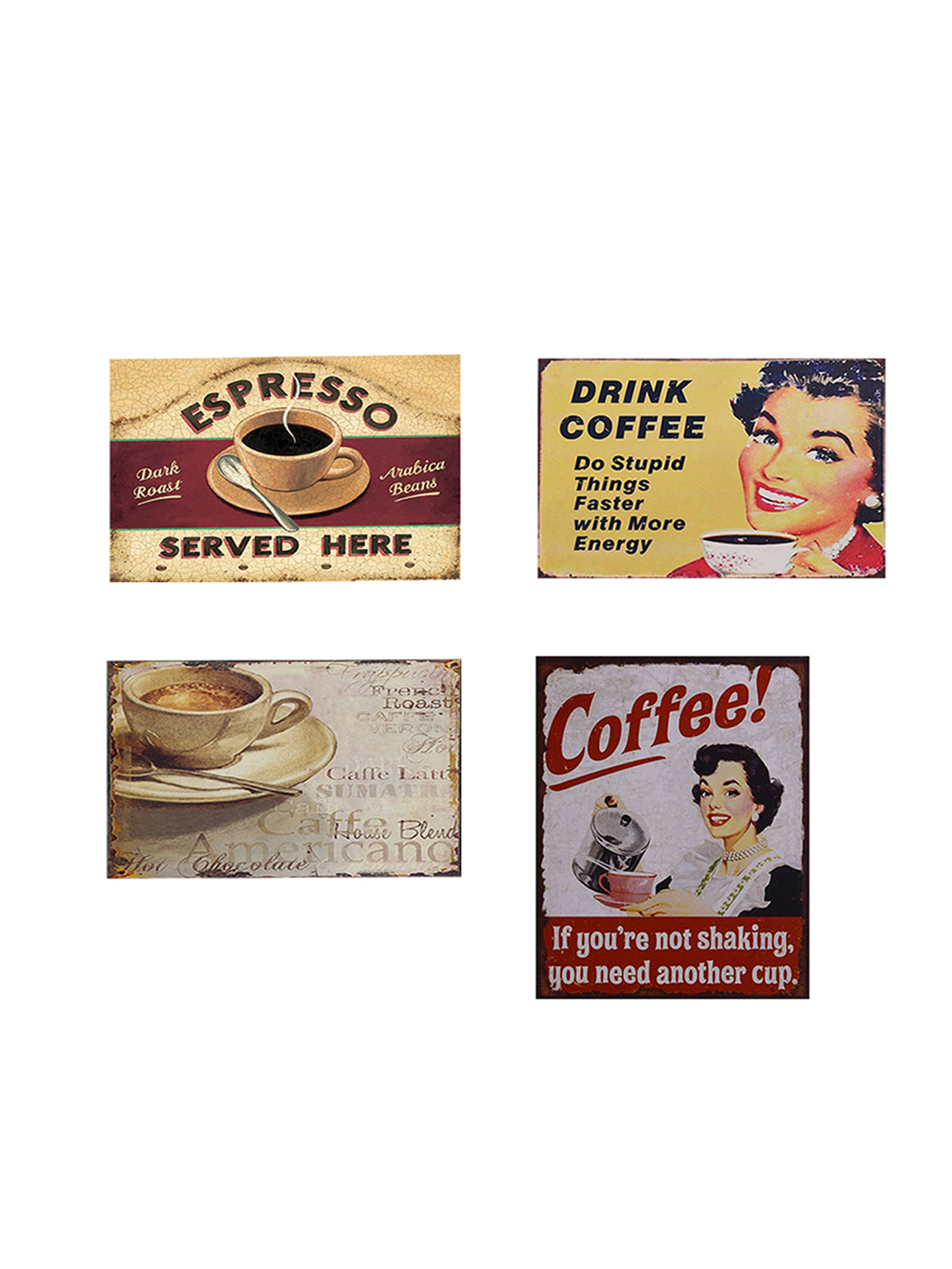 Coffee Themed 4 Poster Wooden Wall Hanging