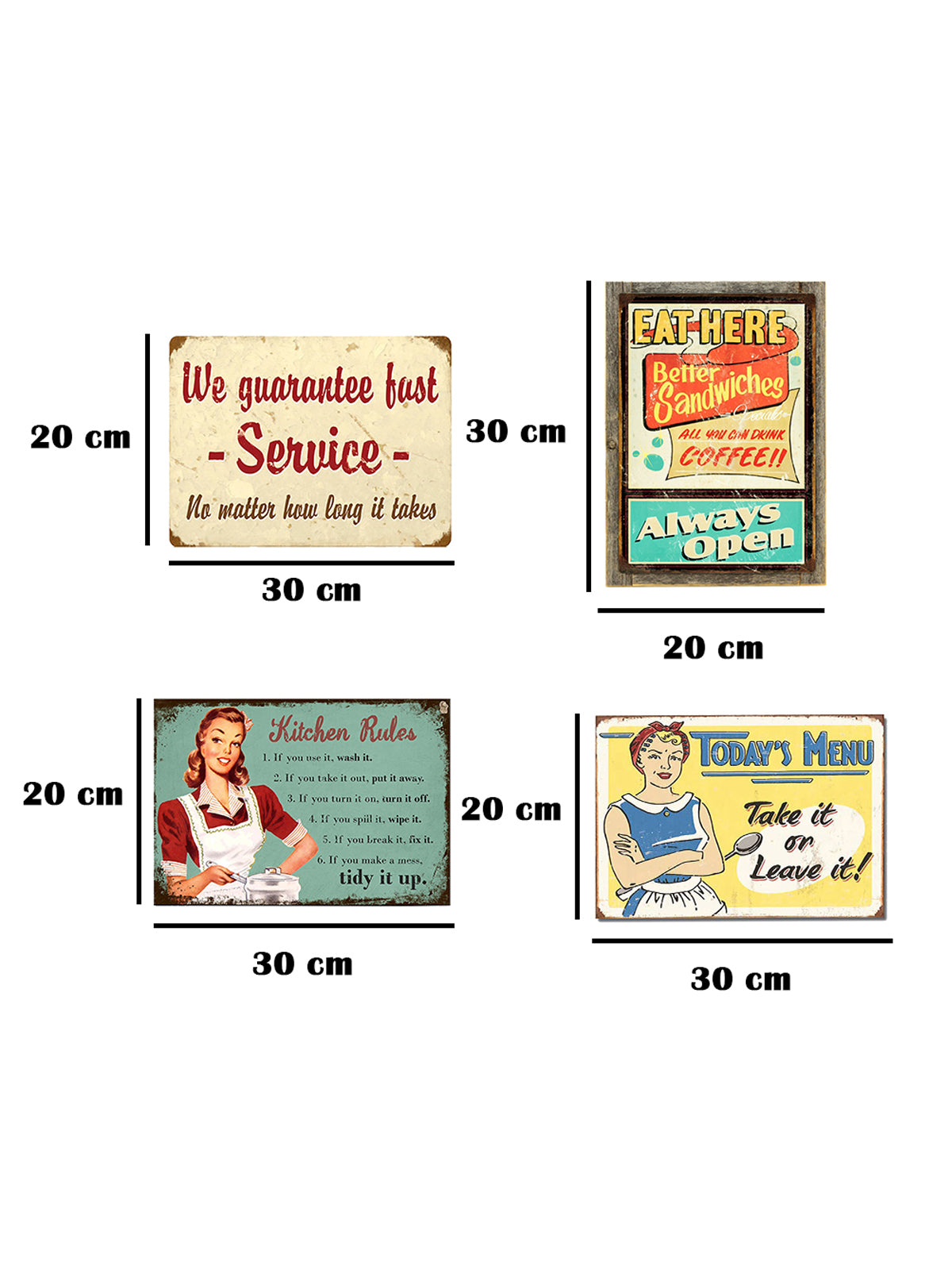Kitchen Themed 4 Poster Wooden Wall Hanging