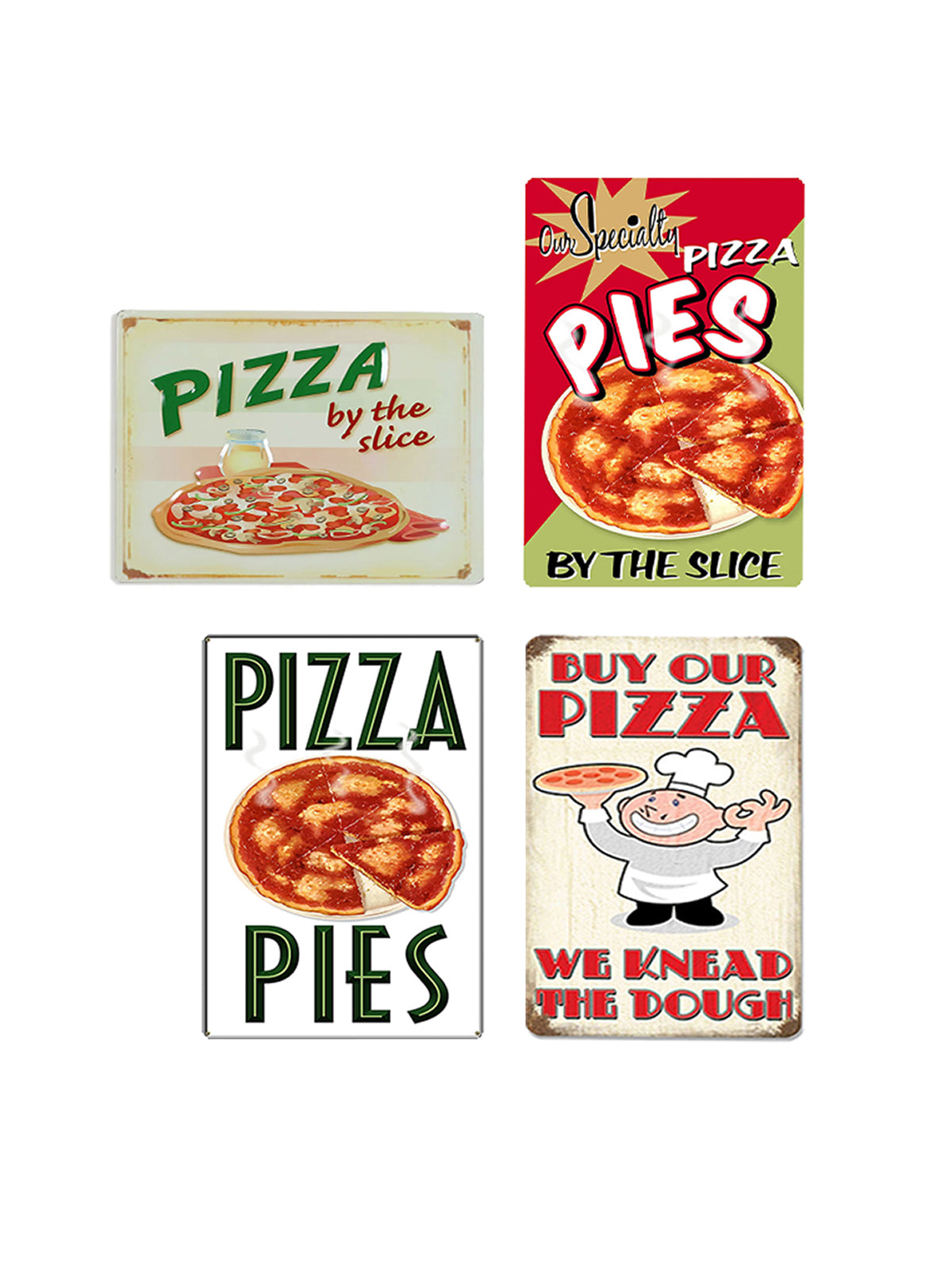 Pizza Themed 4 Poster Wooden Wall Hanging