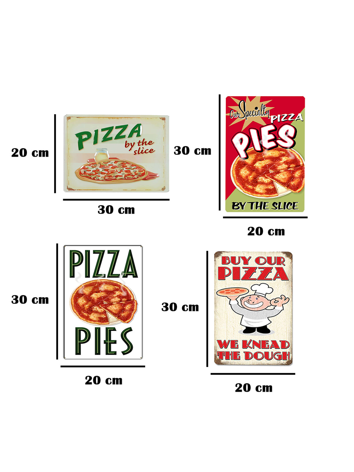 Pizza Themed 4 Poster Wooden Wall Hanging